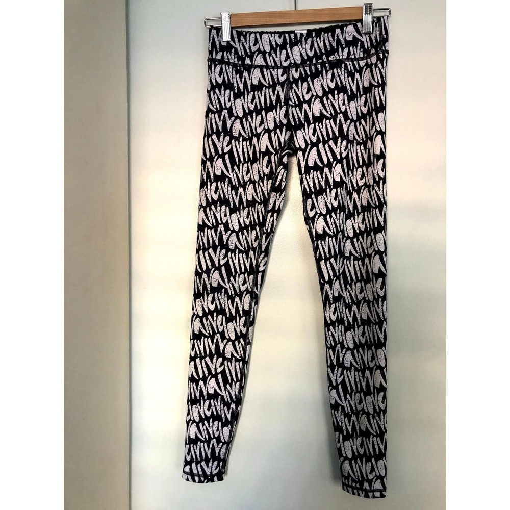 Zella XL Black White Printed Leggings High Rise Activewear Yoga Gym